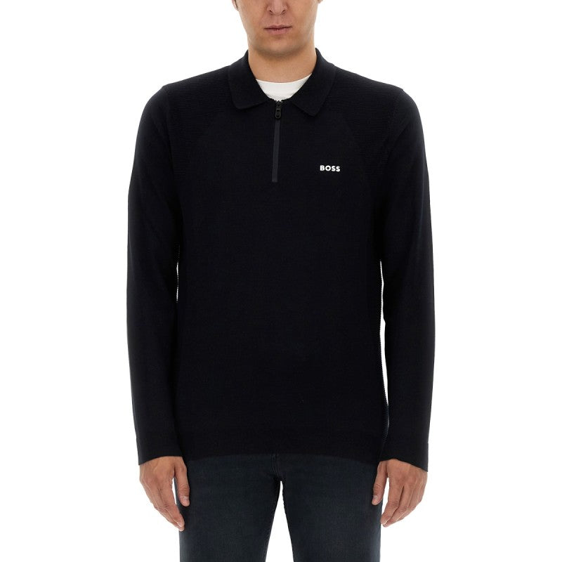 BOSS Ανδρικό πουλόβερ polo με φερμουάρ